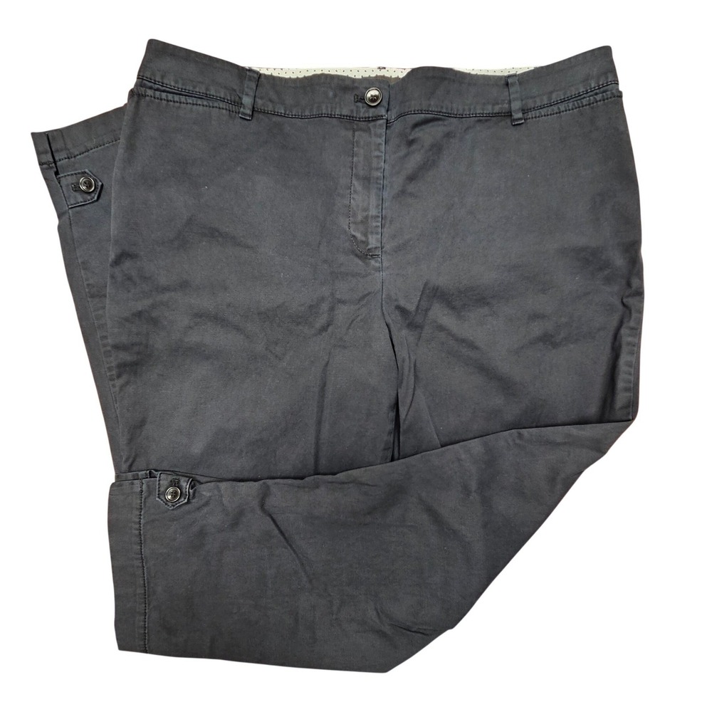 Talbots Perfect‎ Crop Pants Womens 16 Black Stretch Chino Ankle Career Casual
